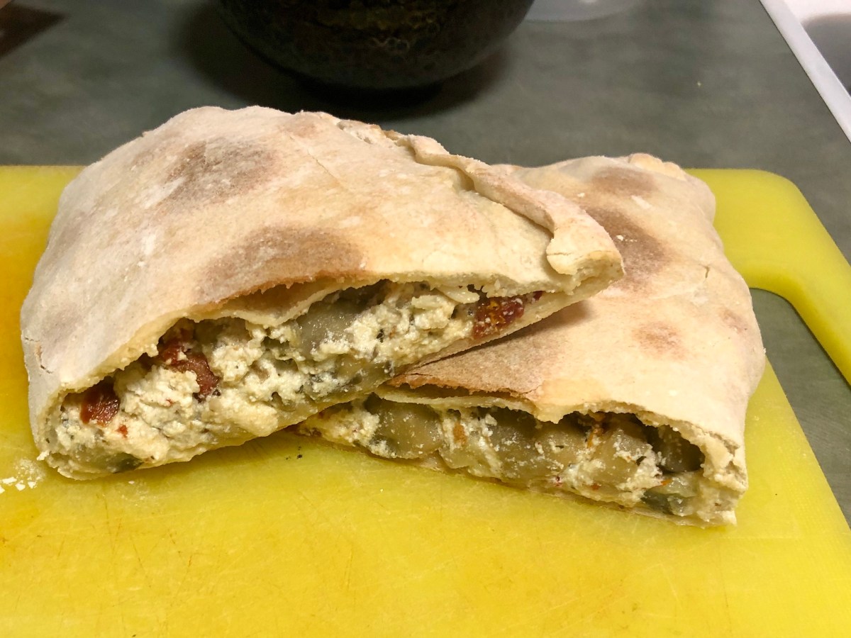 Eggplant, Sun-dried Tomato, and Roasted Garlic&nbsp;Calzones